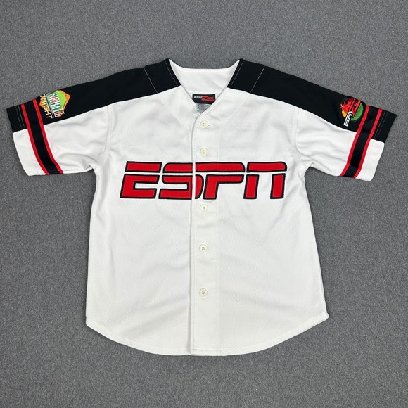 ESPN Other - Vintage ESPN Zone Baseball Jersey #79 Baseball Tonight White Button Up Youth M